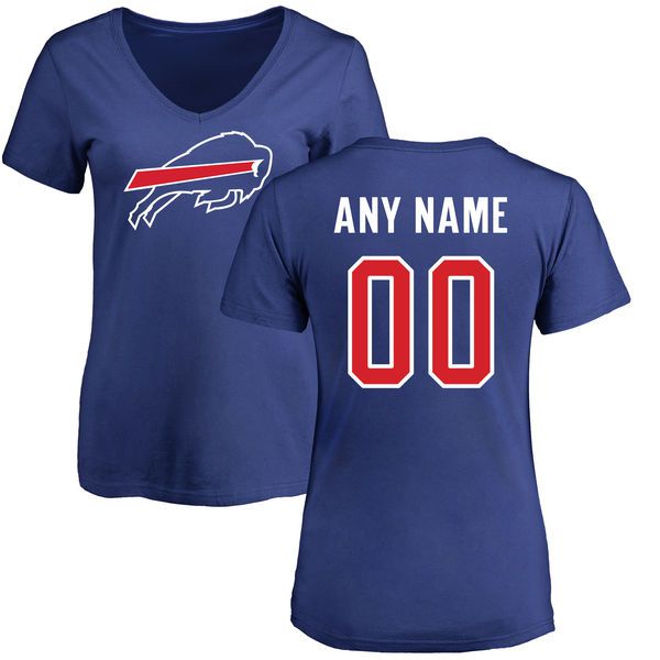 Women Buffalo Bills NFL Pro Line Royal Any Name and Number Logo Custom Slim Fit T-Shirt->nfl t-shirts->Sports Accessory